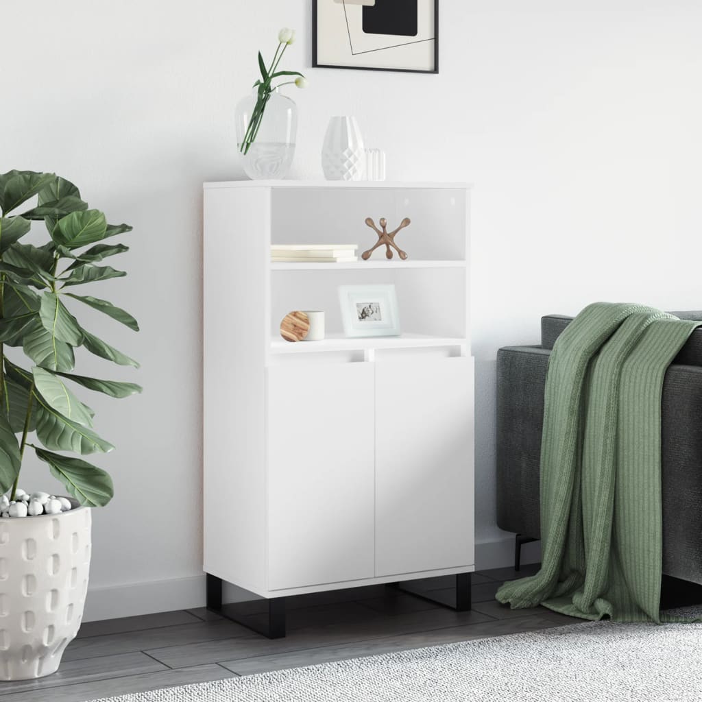 Visoka komoda bijela 60x36x110 cm od konstruiranog drva