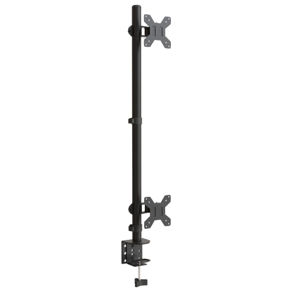 Dvostruki nosač za monitor crni čelični VESA 75/100 mm
