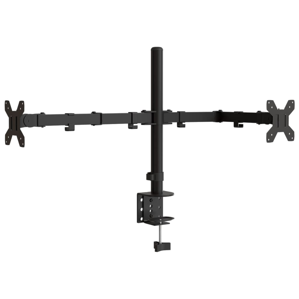 Dvostruki nosač za monitor crni čelični VESA 75/100 mm