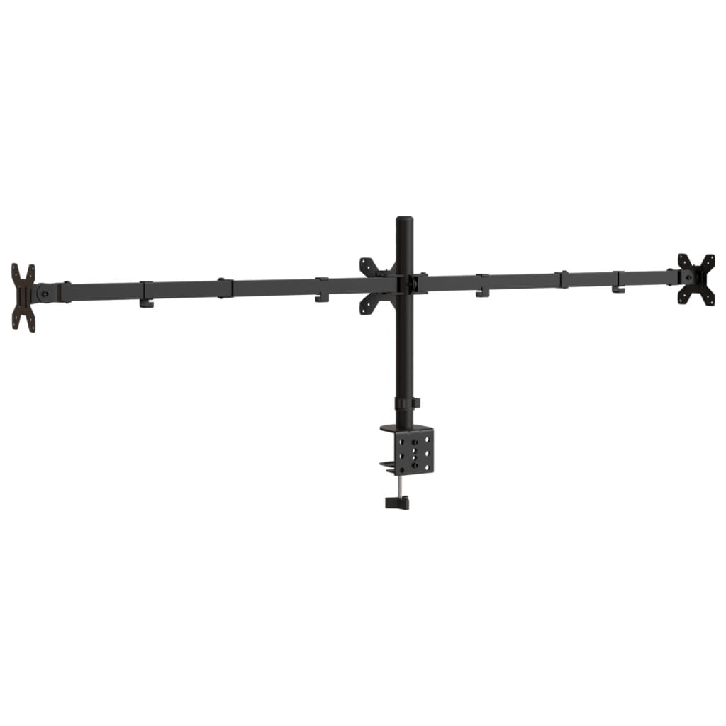 Trostruki stalak za monitor crni čelični VESA 75/100 mm