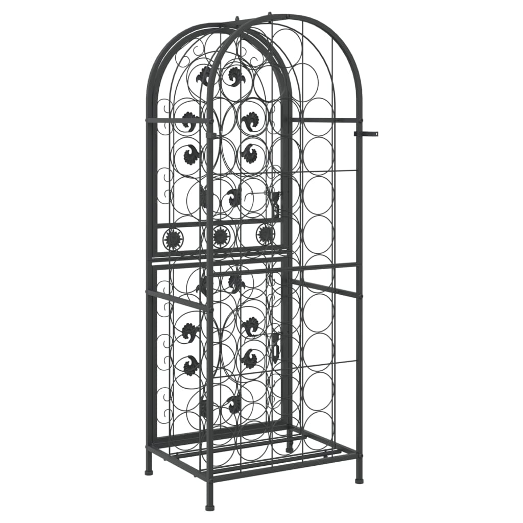 Stalak za vino za 41 bocu crni 45 x 36 x 120 cm kovano željezo