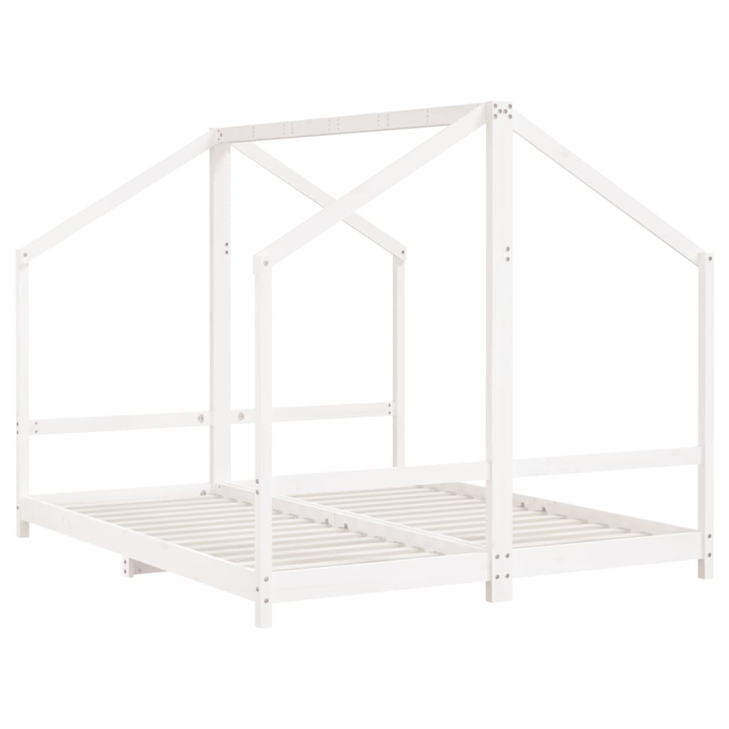 Okvir za dječji krevet bijeli 2x(80x200) cm od masivne borovine