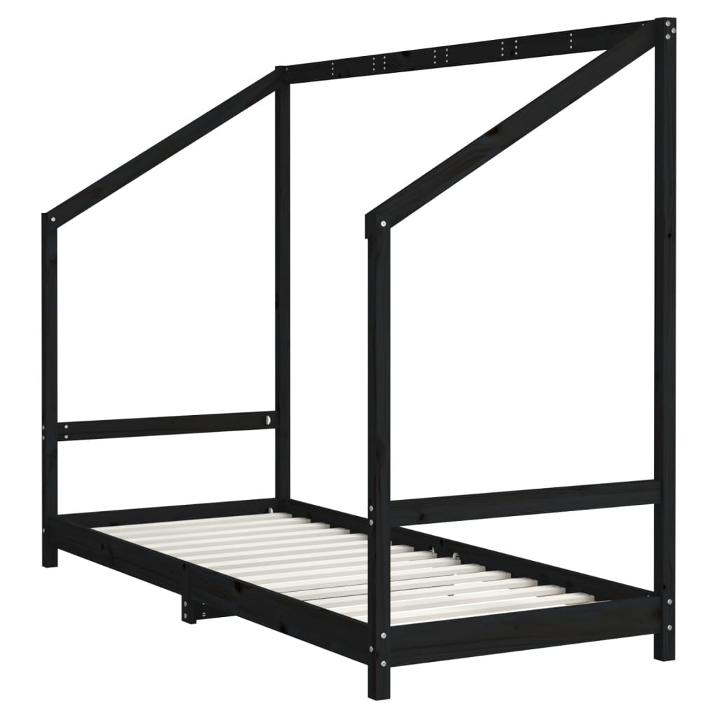 Okvir za dječji krevet crni 2x(80x200) cm masivna borovina