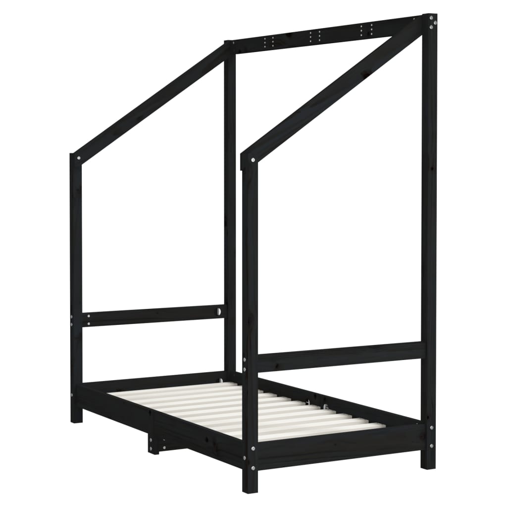 Okvir za dječji krevet crni 2x(70x140) cm od masivne borovine