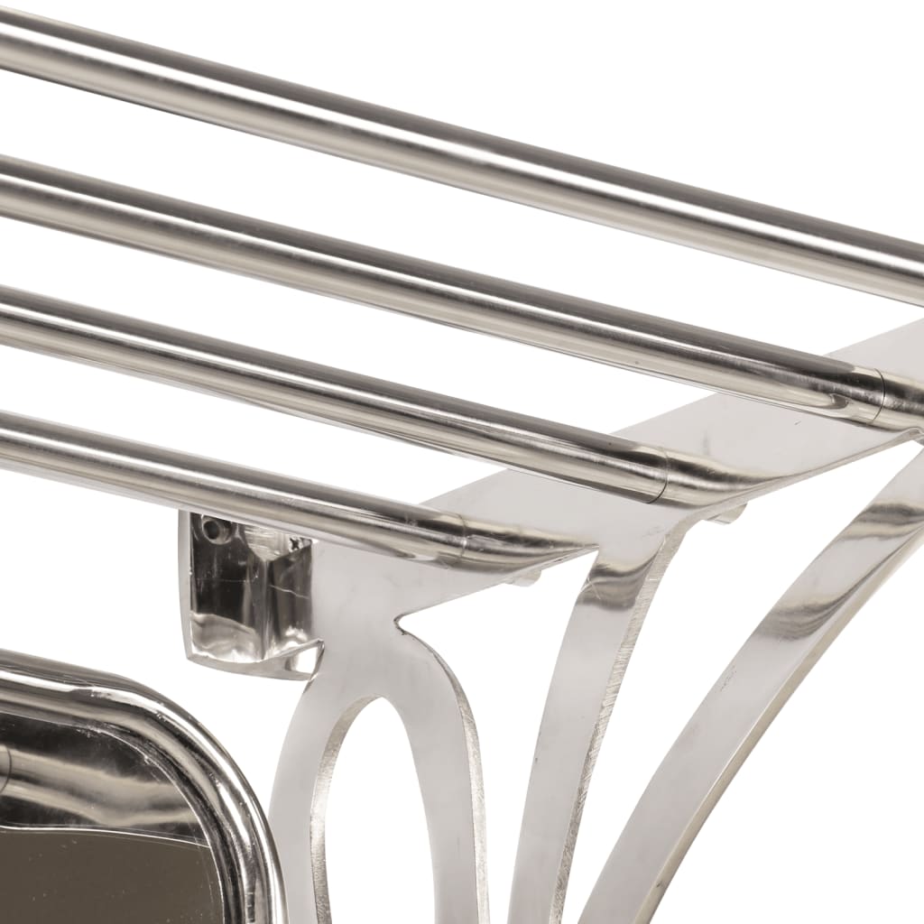 Stalak za prtljagu s vješalicama i zidnim ogledalom aluminijski