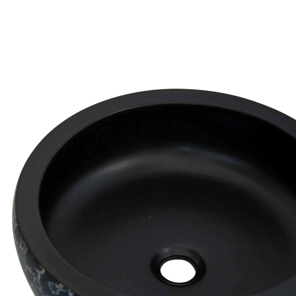 Nadgradni umivaonik crno-plavi okrugli Φ 41 x 14 cm keramički
