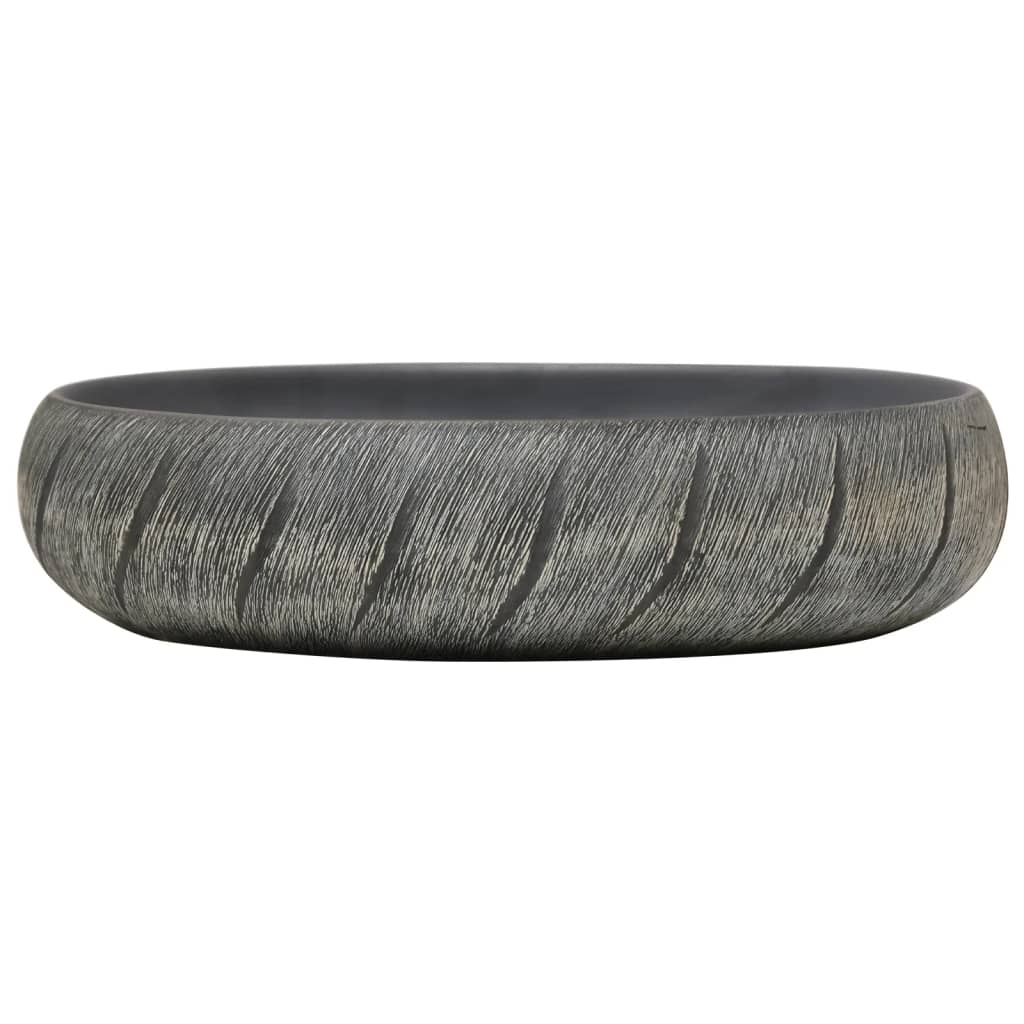 Nadgradni umivaonik crno-sivi ovalni 59x40x15 cm keramički