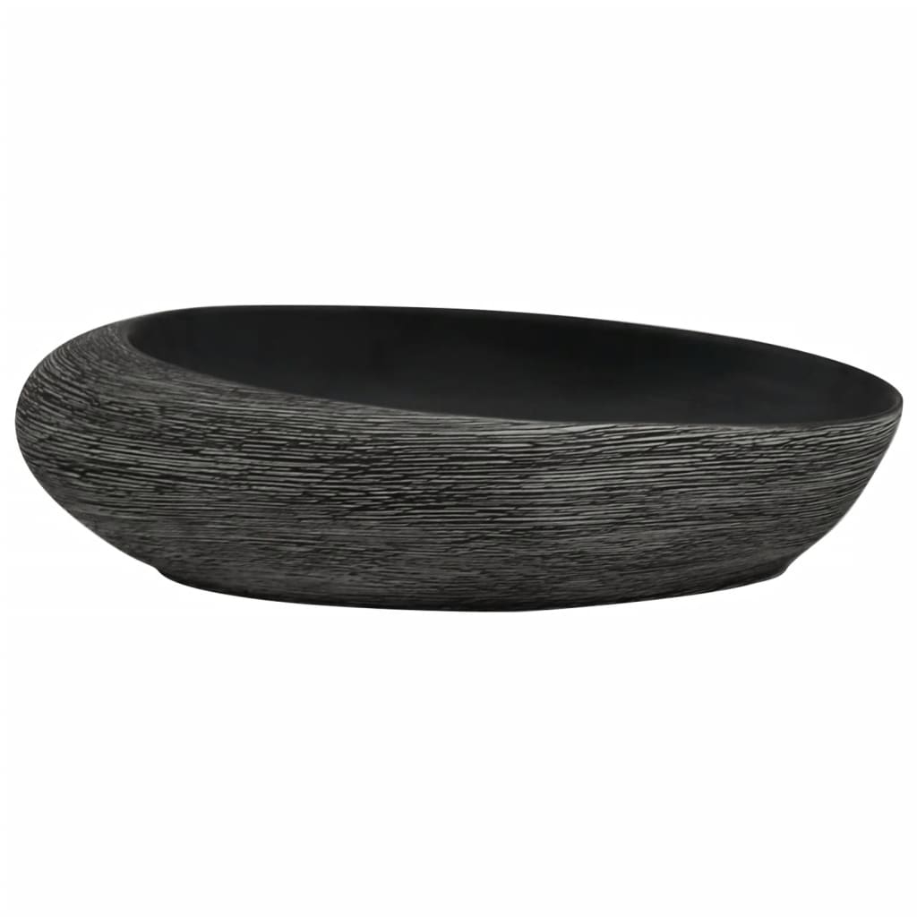 Nadgradni umivaonik sivo-crni ovalni 59x40x14 cm keramički