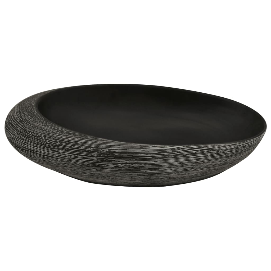 Nadgradni umivaonik sivo-crni ovalni 59x40x14 cm keramički