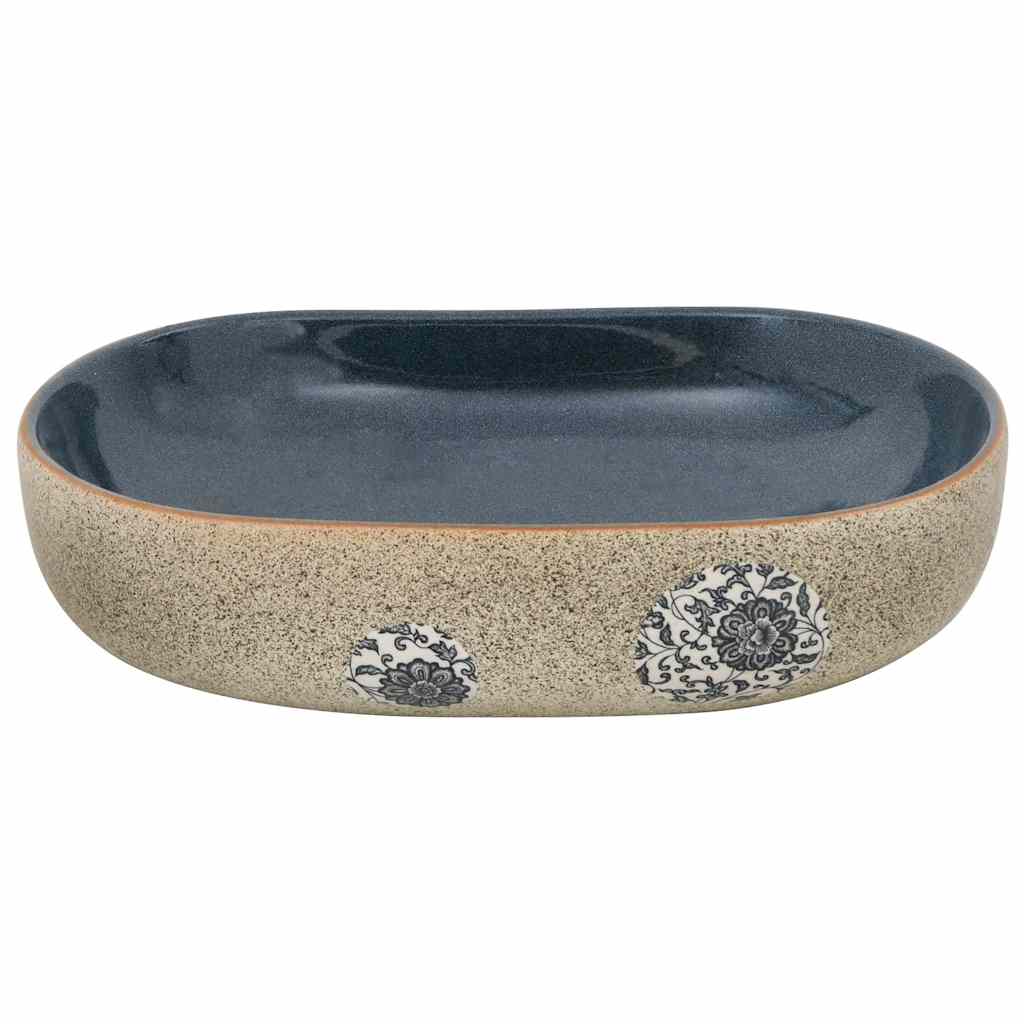 Nadgradni umivaonik pješčano-plavi ovalni 59x40x14 cm keramički