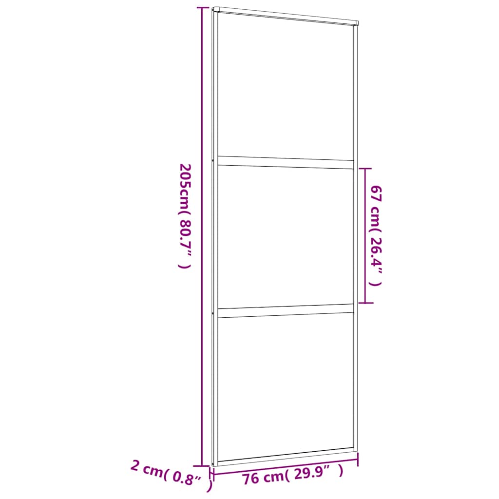 Klizna vrata zlatna 76x205 cm prozirno staklo ESG i aluminij