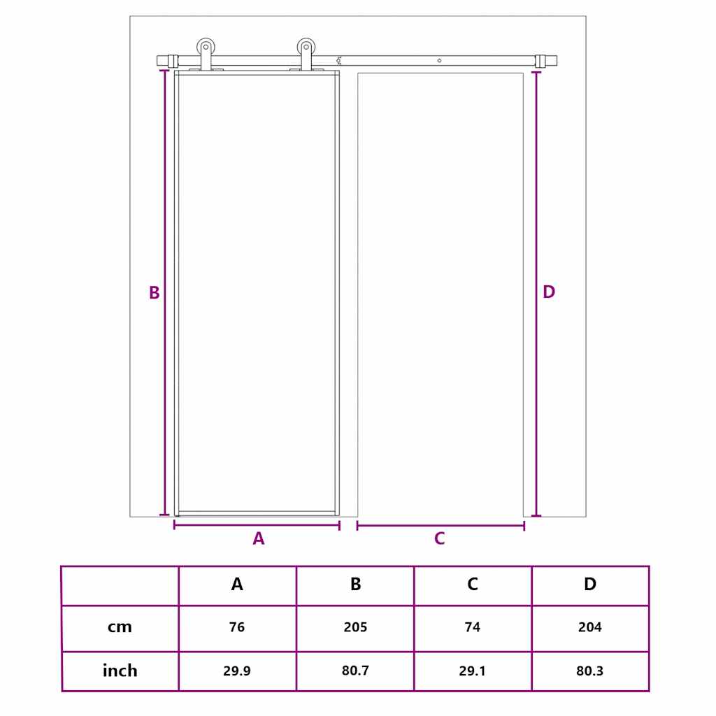 Klizna vrata zlatna 76x205 cm prozirno staklo ESG i aluminij