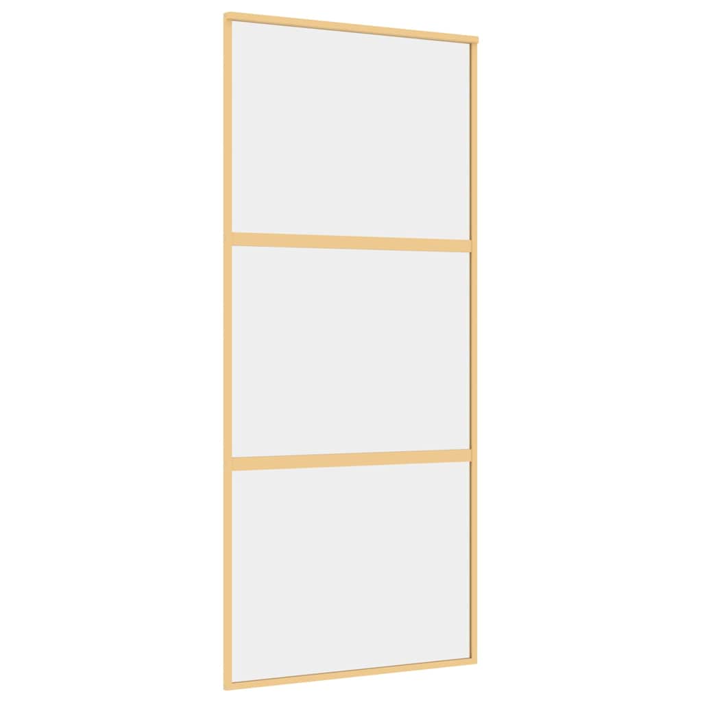 Klizna vrata zlatna 90 x 205 cm prozirno staklo ESG i aluminij