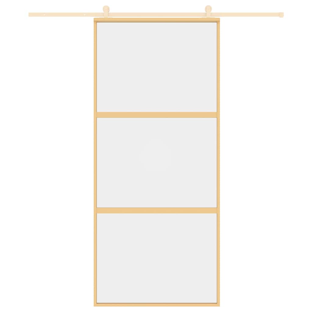 Klizna vrata zlatna 90 x 205 cm prozirno staklo ESG i aluminij