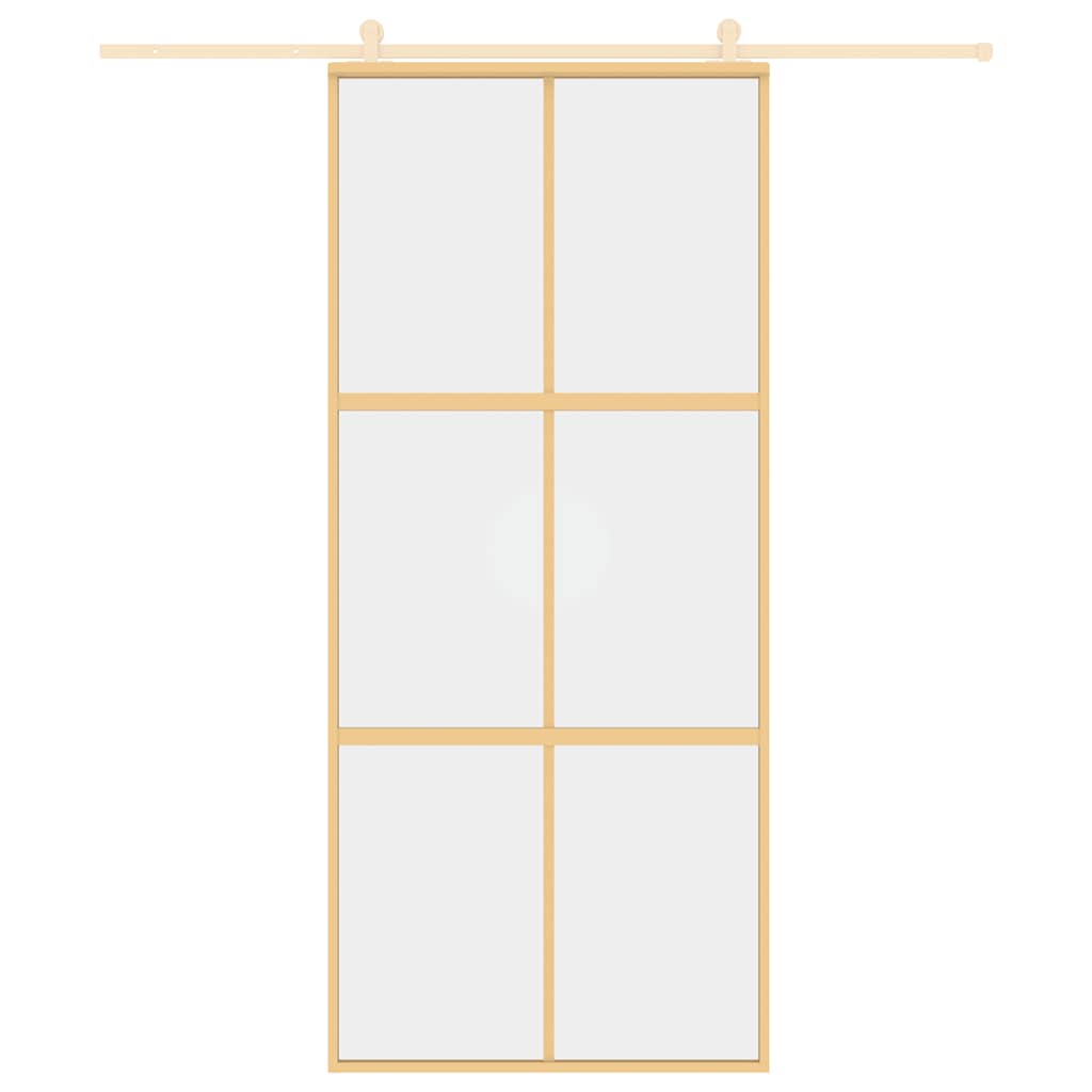 Klizna vrata zlatna 90 x 205 cm prozirno staklo ESG i aluminij