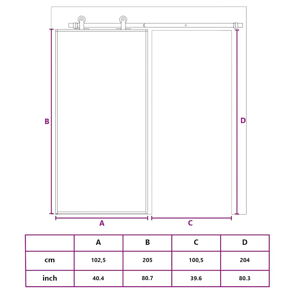Klizna vrata zlatna 102,5x205 cm prozirno staklo ESG i aluminij