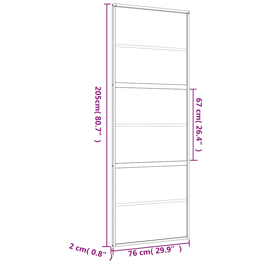 Klizna vrata zlatna 76x205 cm prozirno staklo ESG i aluminij