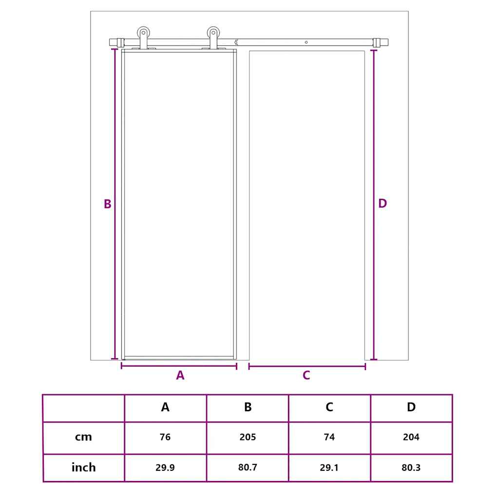 Klizna vrata zlatna 76x205 cm prozirno staklo ESG i aluminij