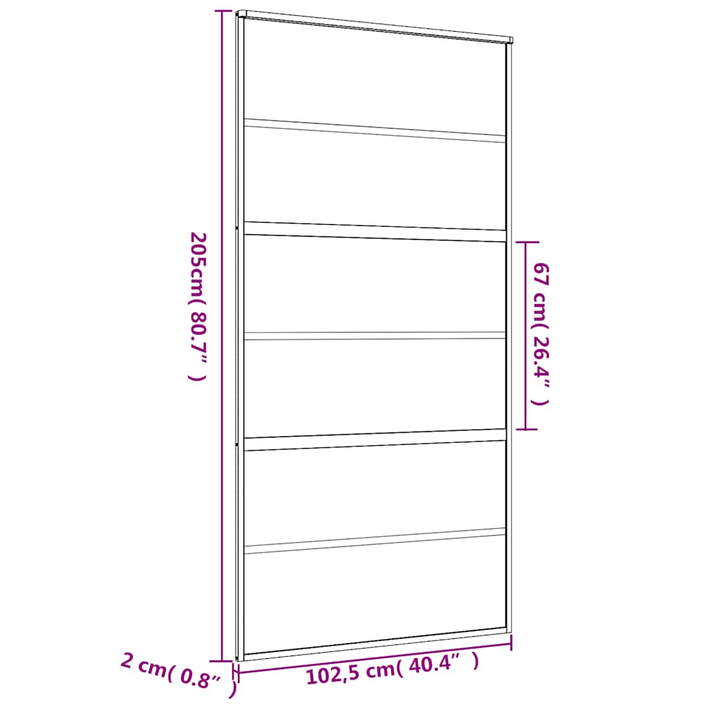 Klizna vrata zlatna 102,5x205 cm prozirno staklo ESG i aluminij