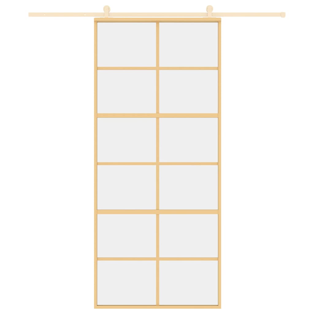 Klizna vrata zlatna 90 x 205 cm prozirno staklo ESG i aluminij