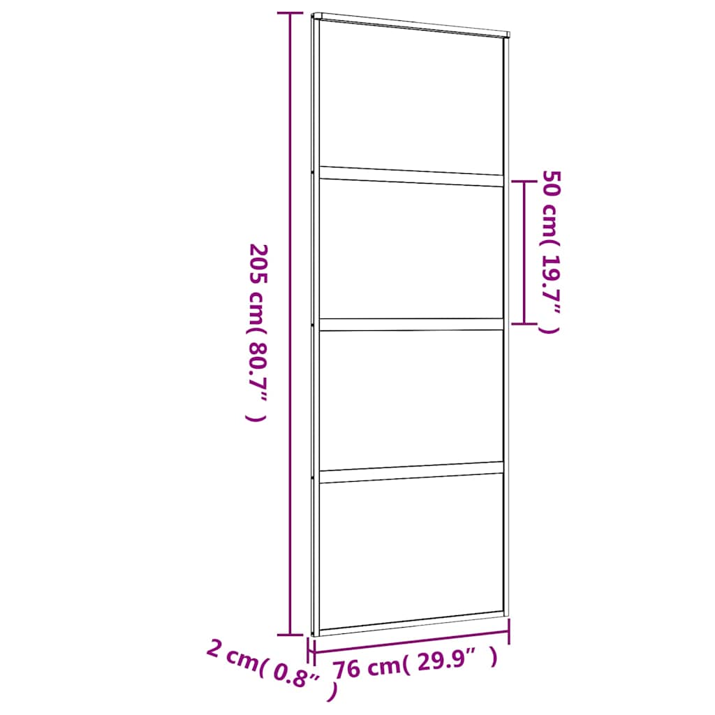 Klizna vrata zlatna 76x205 cm prozirno staklo ESG i aluminij