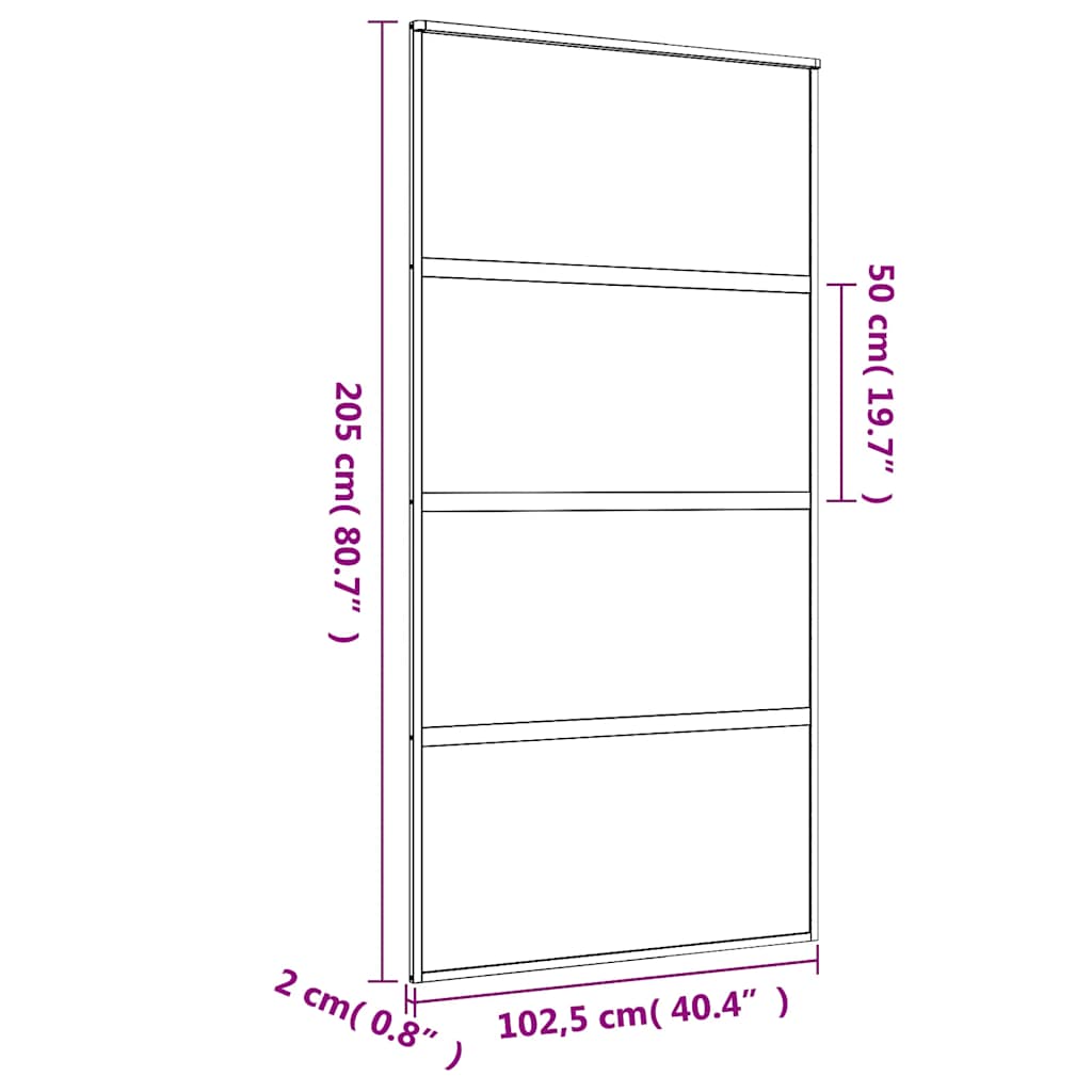 Klizna vrata zlatna 102,5x205 cm matirano staklo ESG i aluminij