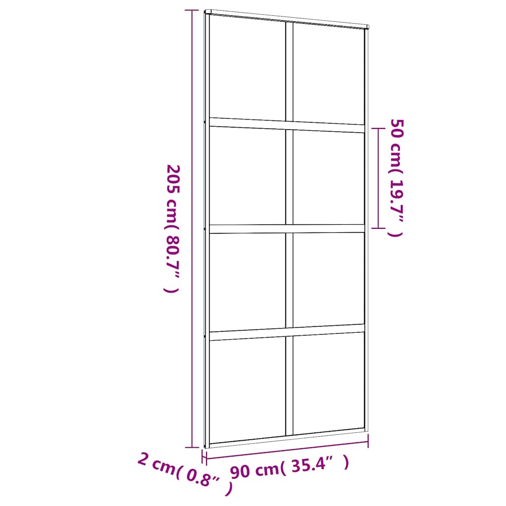Klizna vrata zlatna 90 x 205 cm matirano staklo ESG i aluminij