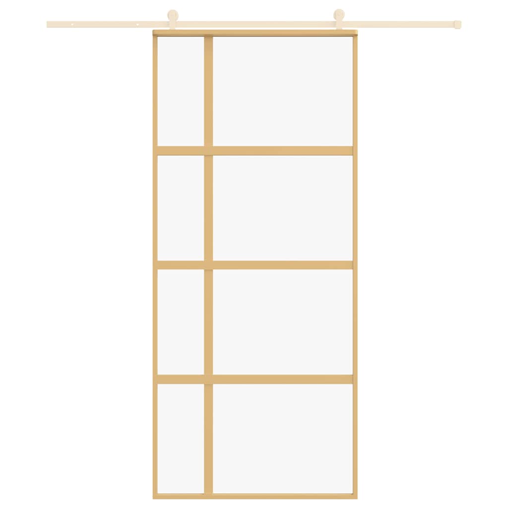 Klizna vrata zlatna 90 x 205 cm prozirno staklo ESG i aluminij