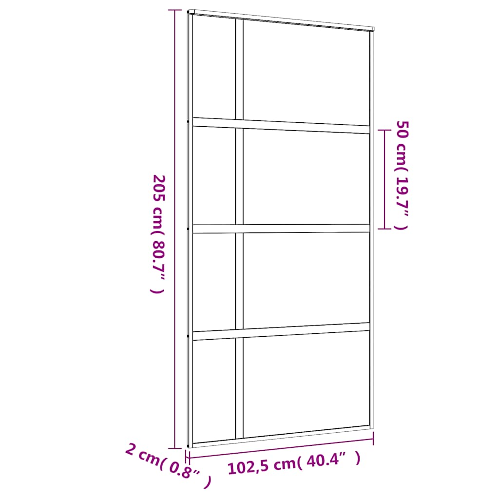 Klizna vrata zlatna 102,5x205 cm matirano staklo ESG i aluminij