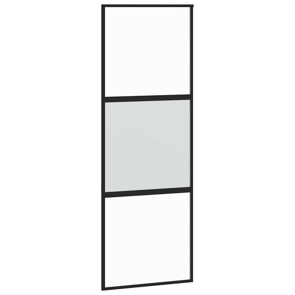 Klizna vrata crna 76x205 cm od kaljenog stakla i aluminija