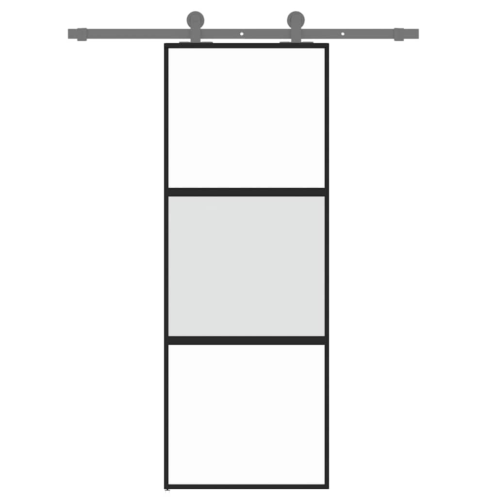 Klizna vrata crna 76x205 cm od kaljenog stakla i aluminija