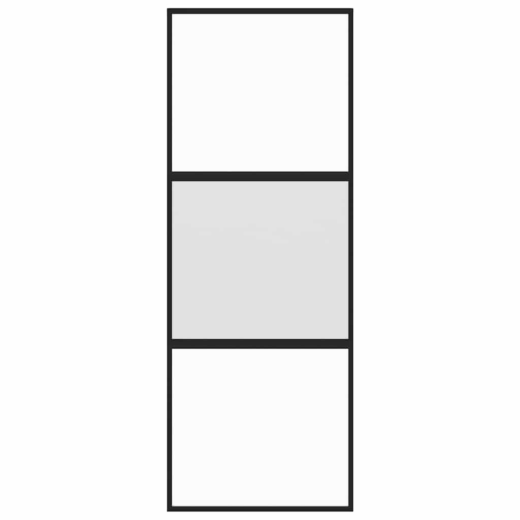 Klizna vrata crna 76x205 cm od kaljenog stakla i aluminija