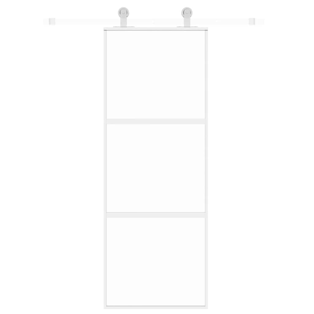 Klizna vrata bijela 76x205 cm od kaljenog stakla i aluminija