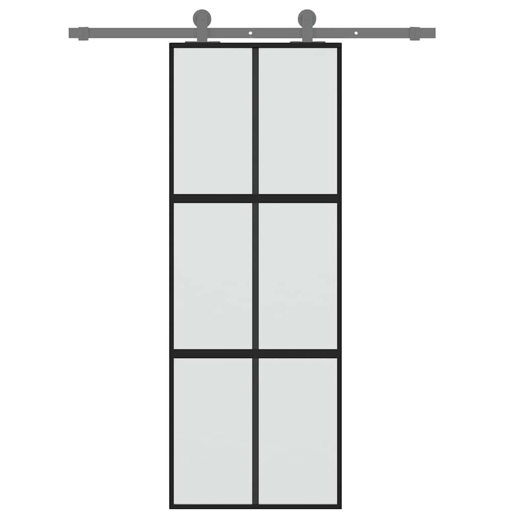 Klizna vrata crna 76x205 cm od kaljenog stakla i aluminija