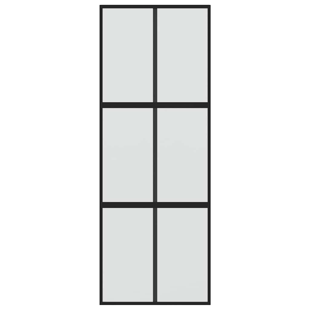 Klizna vrata crna 76x205 cm od kaljenog stakla i aluminija