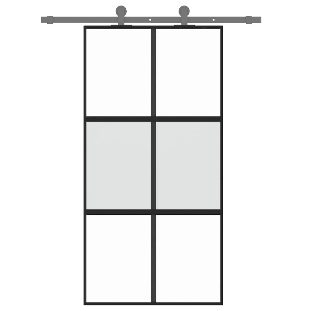 Klizna vrata crna 102,5x205 cm od kaljenog stakla i aluminija