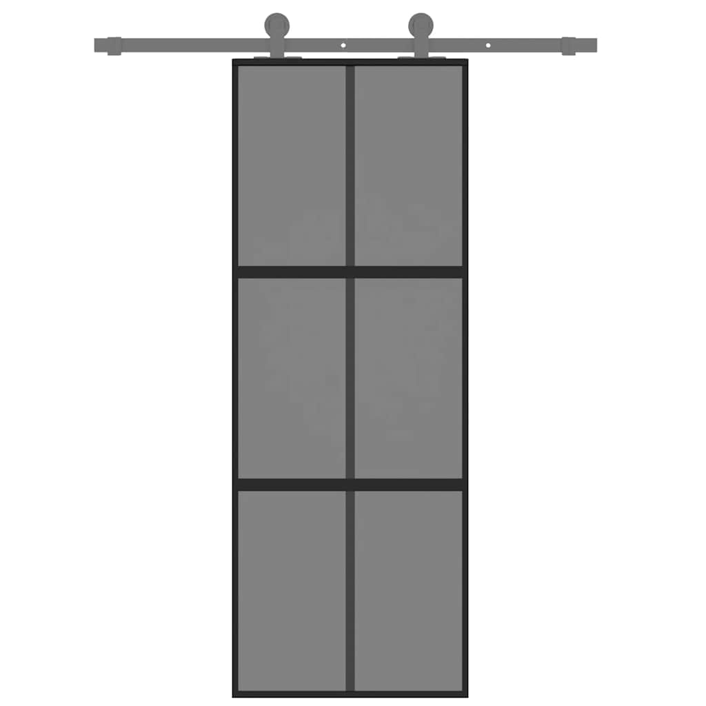 Klizna vrata crna 76x205 cm od kaljenog stakla i aluminija