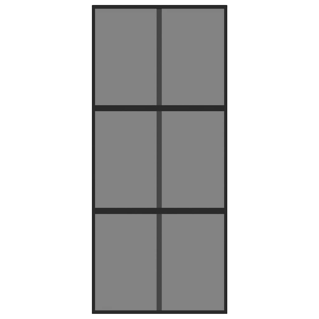 Klizna vrata crna 90 x 205 cm od kaljenog stakla i aluminija