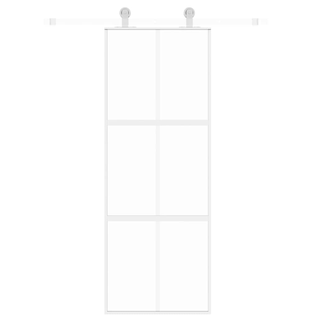 Klizna vrata bijela 76x205 cm od kaljenog stakla i aluminija