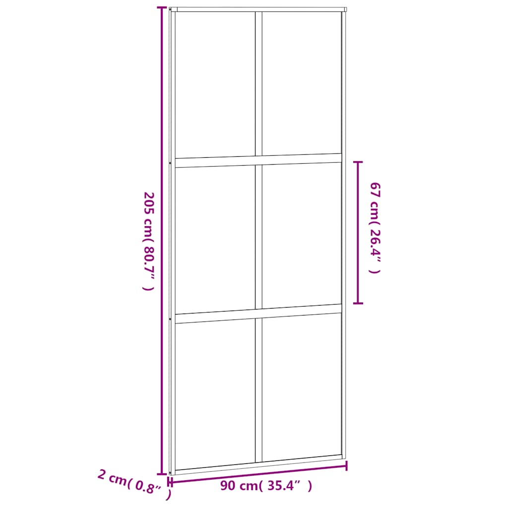 Klizna vrata bijela 90 x 205 cm od kaljenog stakla i aluminija