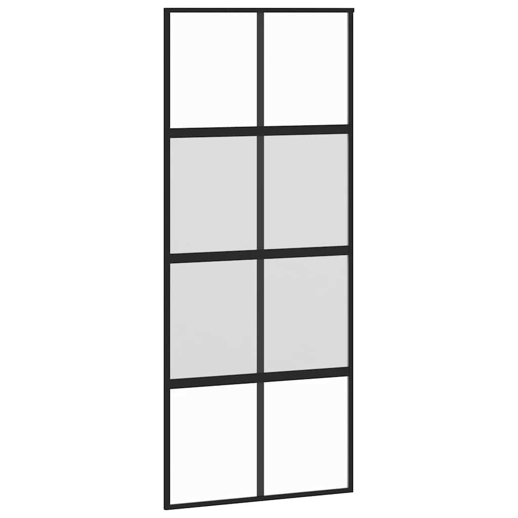 Klizna vrata crna 90 x 205 cm od kaljenog stakla i aluminija