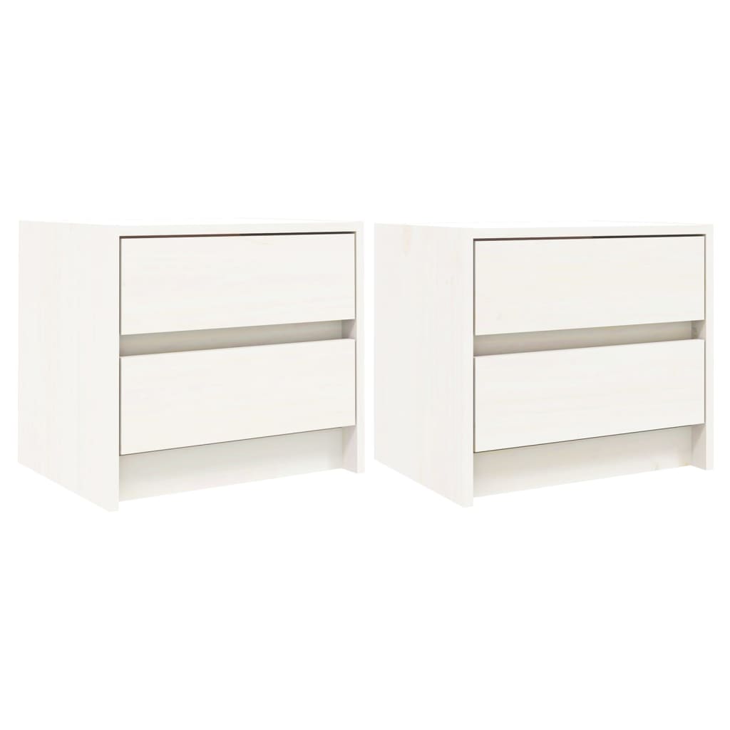 Noćni ormarići 2 kom bijeli 40x31x35,5 cm od masivne borovine