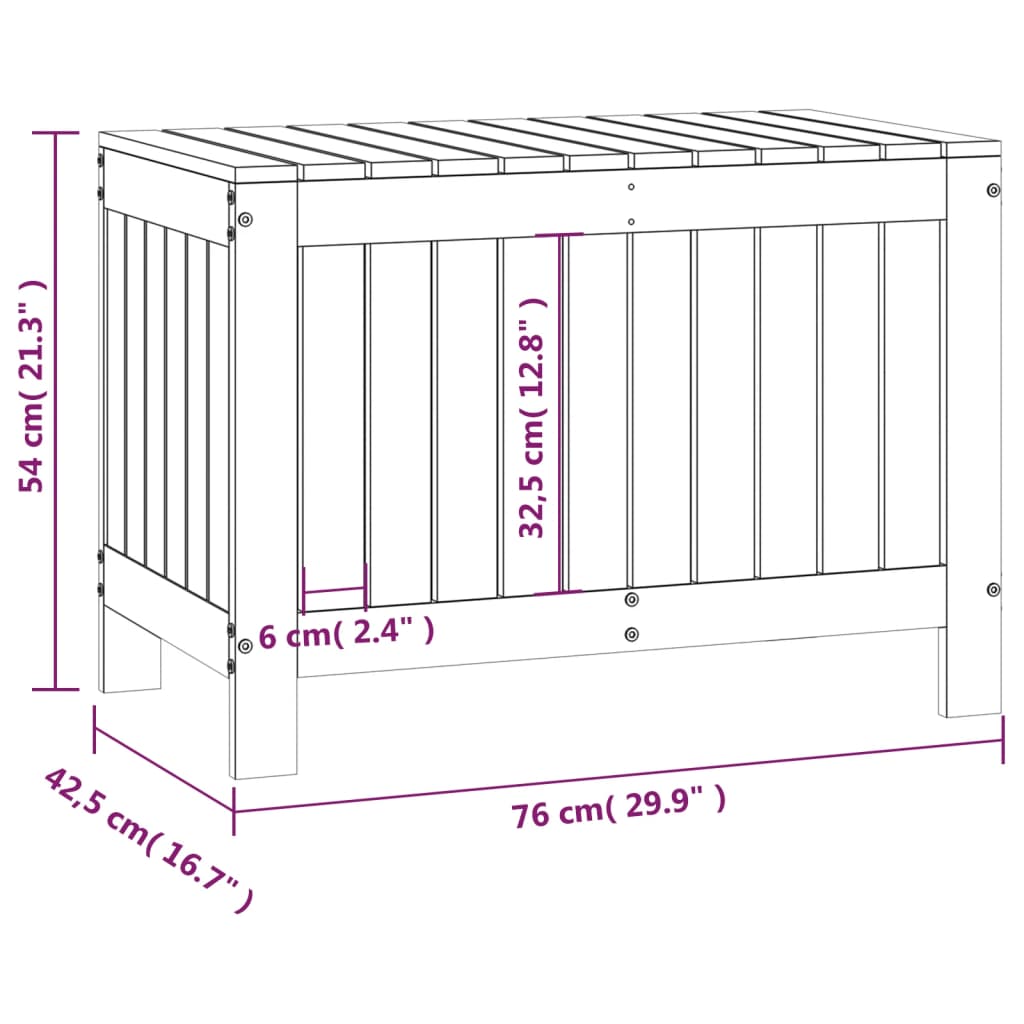 Vrtna kutija za pohranu bijela 76x42,5x54cm od masivne borovine