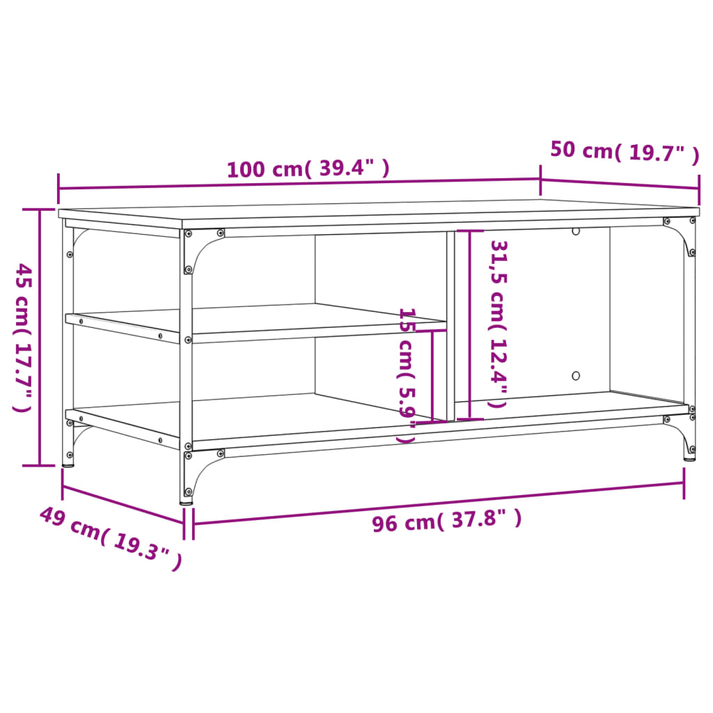 Stolić za kavu boja hrasta 100 x 50 x 45 cm konstruirano drvo