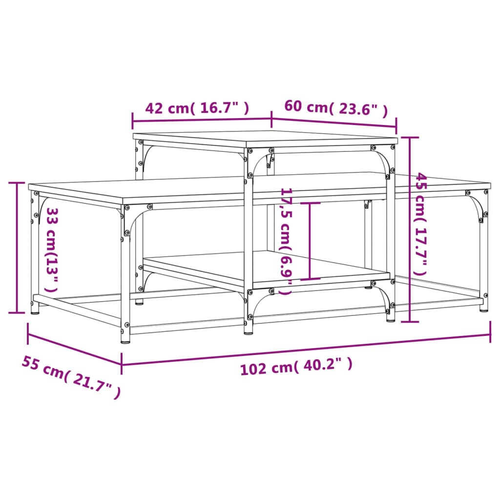 Stolić za kavu smeđa boja hrasta 102x60x45 cm konstruirano drvo