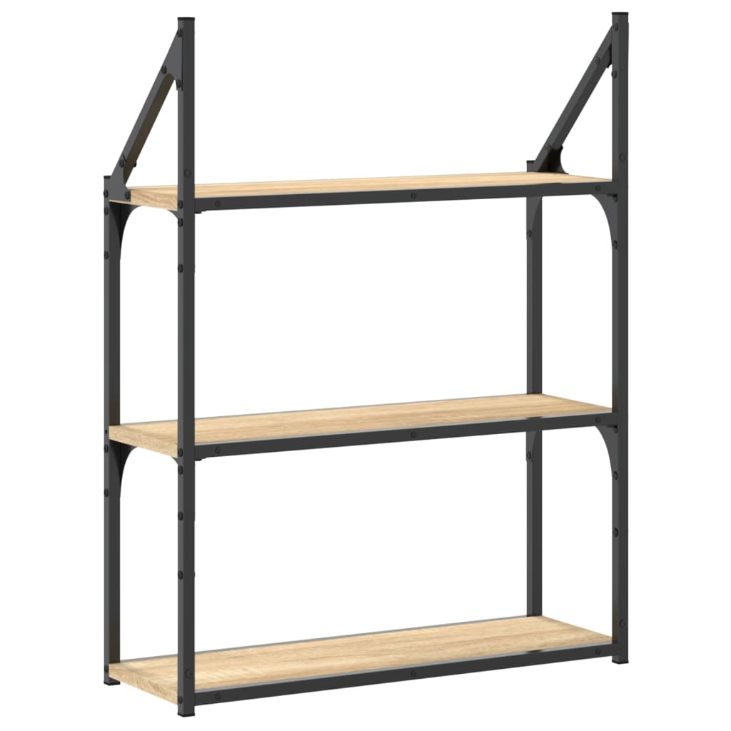 Zidna polica s 3 razine dimljenog hrasta 60x21x78,5 cm drvena
