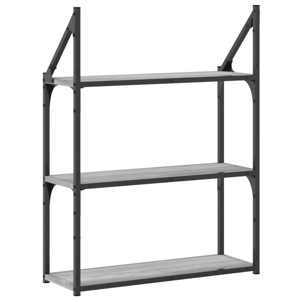 Zidna polica s 3 razine sivog hrasta sonome 60x21x78,5cm drvena