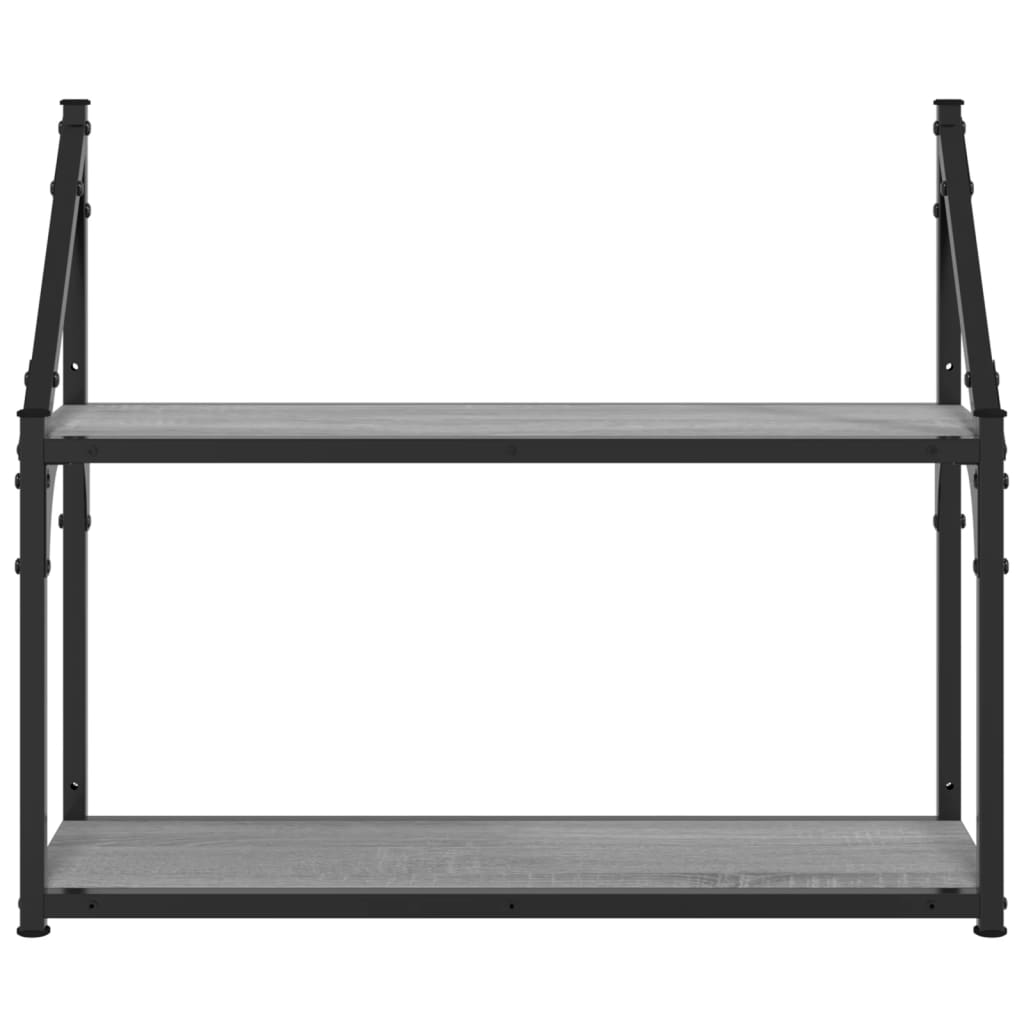 Zidna polica s 2 razine sivog hrasta sonome 60x21x51 cm drvena