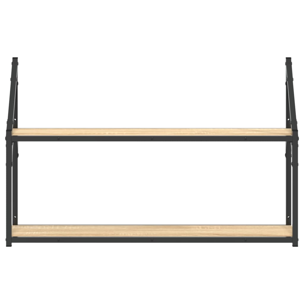 Zidne police 2 razine boja hrasta 80x21x51 cm konstruirano drvo