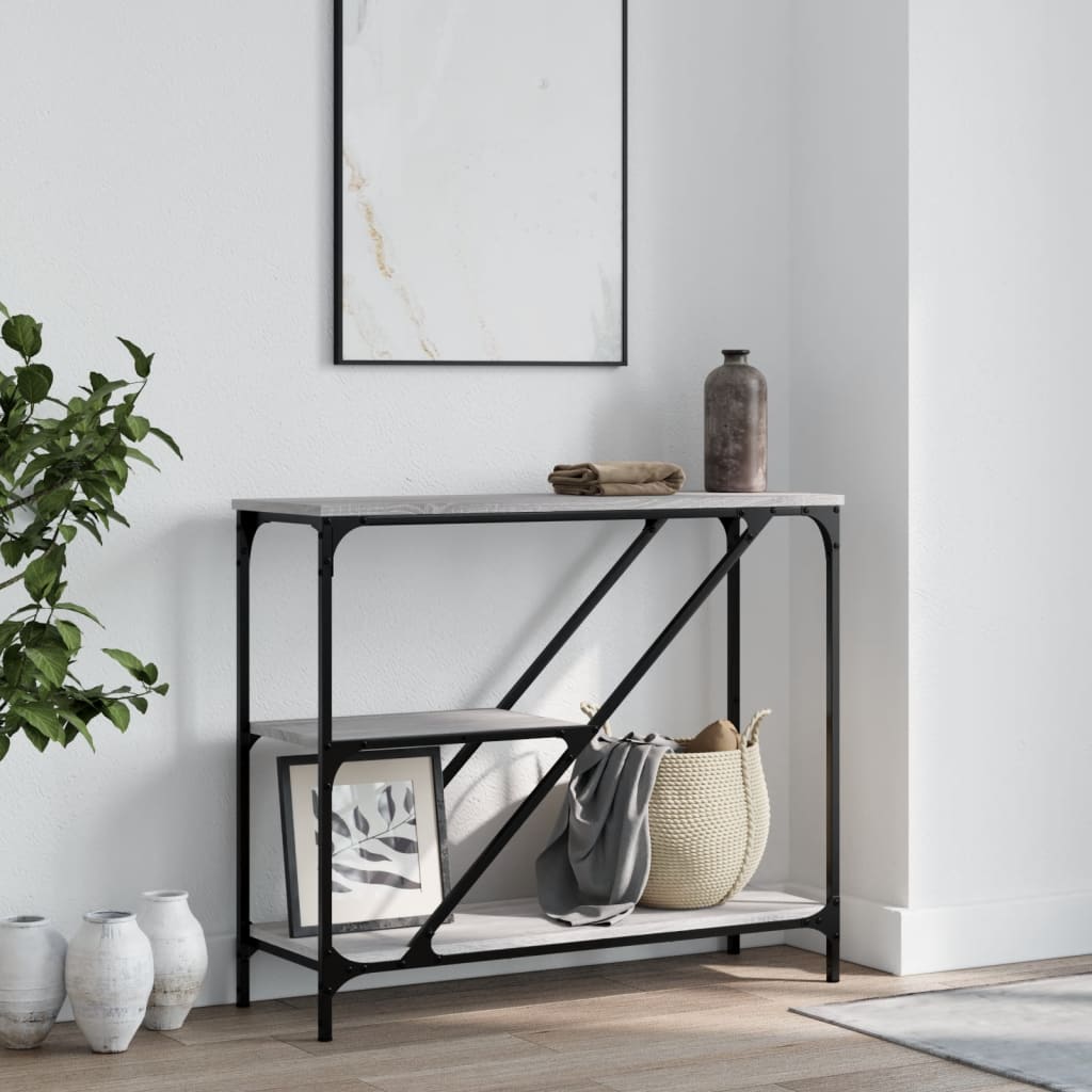 Konzolni stol siva boja hrasta 88,5x30x75 cm konstruirano drvo
